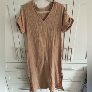 Faherty Tan V-Neck Dress